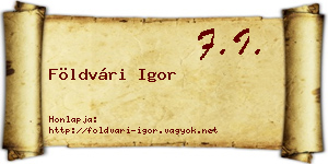 Földvári Igor névjegykártya